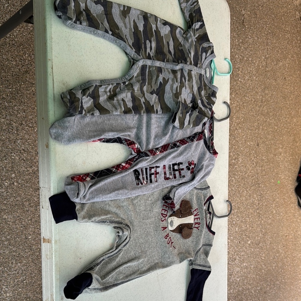 Mud Pie Camouflage and Gray Bodysuits
